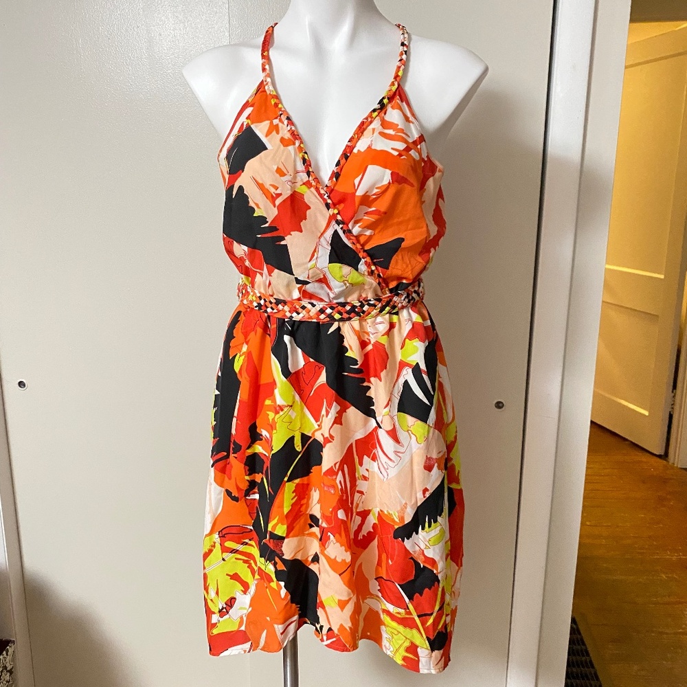 Bebe High-Lo Tropical Print Sun Dress